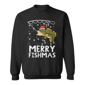Merry Fishmas Fish Fishing Xmas Christmas Dad Sweatshirt | Mazezy