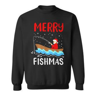 Merry Fishmas Christmas Santa Claus Fishing Fisherman Sweatshirt - Thegiftio UK