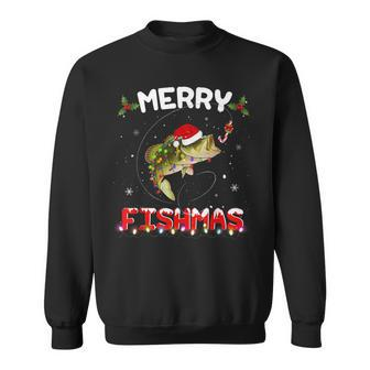 Merry Fishmas Fishing Christmas Pajama Fishers Sweatshirt - Monsterry AU