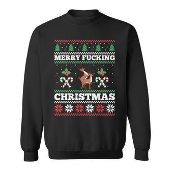 Merry Fucking Christmas Adult Humor Offensive Ugly Sweater Sweatshirt - Monsterry DE