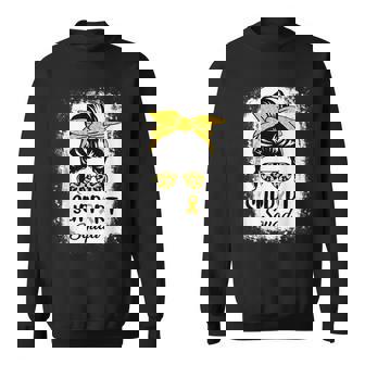 Messy Bun Glasses Support Squad Childhood Cancer Awareness Sweatshirt | Mazezy