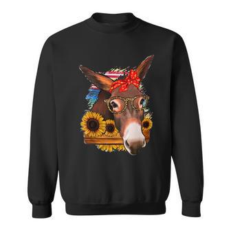 Mexican Serape Glasses Donkey Mom Western Rodeo Cowgirl Girl Sweatshirt | Mazezy