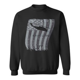 Mh-53 Pave Low Helicopter Distressed Us Flag Sweatshirt | Mazezy