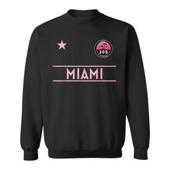 Miami Palm Tree Mini Pink Badge - 305 Area Code Edition Sweatshirt - Seseable