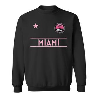 Miami Palm Tree Sunset Mini Pink Badge - Designer Edition Sweatshirt | Mazezy