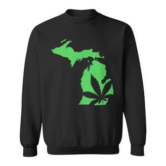 Michigan Pot Leaf 420 Marijuana Weed Sweatshirt | Mazezy