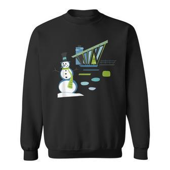 Mid Century Christmas House And Snowman Sweatshirt - Monsterry DE