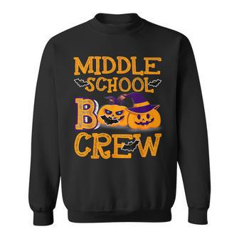 Middle School Boo Crew Cute Pumpkin Halloween Costume Sweatshirt | Mazezy