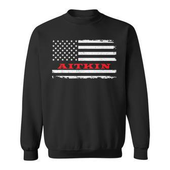Minnesota American Flag Aitkin Usa Patriotic Souvenir Sweatshirt | Mazezy