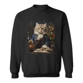 Minuet Cat Pouring Founding Fathers Retro Animal Sweatshirt | Mazezy