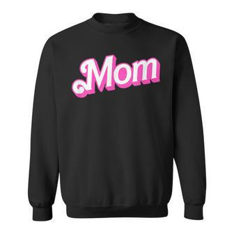 Mom Pink & White Overlapping Font Halloween Costume Sweatshirt - Monsterry