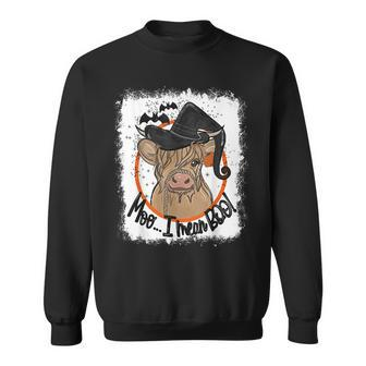Moo I Mean Boo Ghost Witch Cow Bleached Halloween Sweatshirt - Monsterry