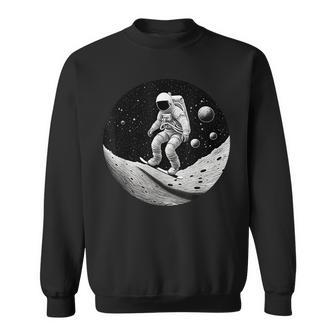 Moon Boarding Astronaut Funny Moon Funny Gifts Sweatshirt | Mazezy