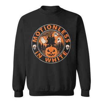 Motionlesses In White Halloween Pumpkin Scary Sweatshirt