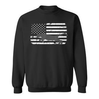 Mountain Lion Silhouette Distressed American Flag Sweatshirt | Mazezy
