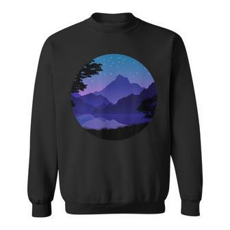 Mountain Silhouette Forest Lake Reflection Sweatshirt | Mazezy
