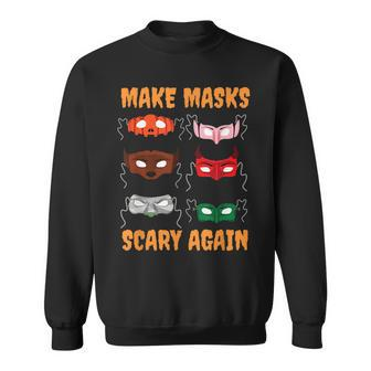 Multicolored Trump Funny Make Masks Scary Again Halloween Halloween Funny Gifts Sweatshirt | Mazezy
