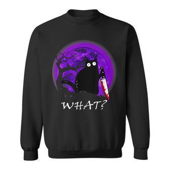 What Murderous Cat Holding Knife Halloween Costume Sweatshirt | Mazezy