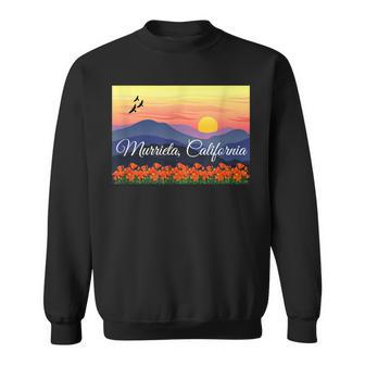 Murrieta Calfornia With Poppies And Sunset Over Mountains Sweatshirt | Mazezy