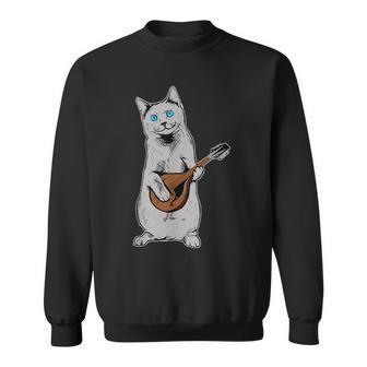 Musician Cat Playing Mandolin Bluegrass Sweatshirt | Mazezy UK