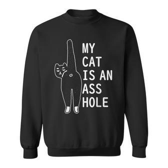 My Cat Is An Asshole Funny Feline Pet Halloween Vintage Halloween Funny Gifts Sweatshirt | Mazezy