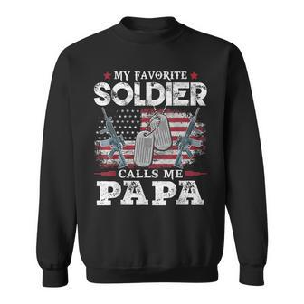 My Favorite Soldier Calls Me Papa Usa Flag Dad Father Gift Gift For Mens Sweatshirt | Mazezy