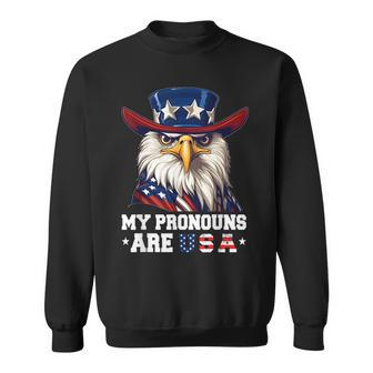 My Pronouns Are Usa Funny Eagle 4Th Of July American Gift For Mens Sweatshirt | Mazezy