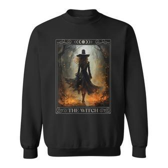 Mystical Witch Tarot Walking In The Forest Halloween Gothic Sweatshirt - Seseable
