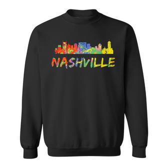 Nashville Tennessee Downtown Skyline Paint Splatter Sweatshirt | Mazezy