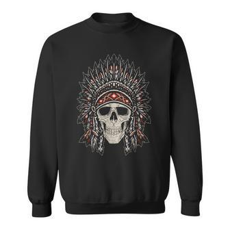 Native American Heritage Headdress Skull Native American Sweatshirt | Mazezy