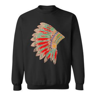Native American Indian Tribes Feather Headdress Pride Chief Sweatshirt | Mazezy