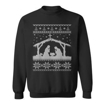 Nativity Scene Ugly Christmas Sweater Sweatshirt | Mazezy
