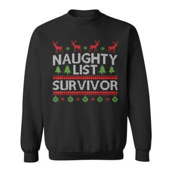 Naughty List Survivor Ugly Christmas Sweater Sweatshirt - Monsterry AU
