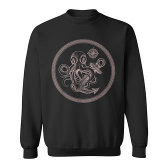 Nautical Octopus With Anchor And Compass Sweatshirt | Mazezy