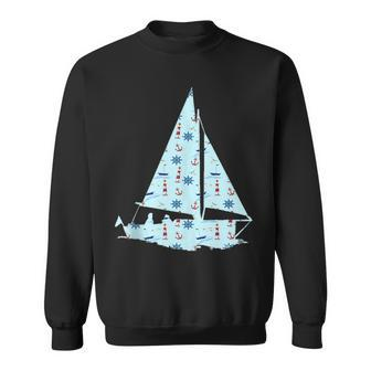 Nautical Sailboat Sring Wheel Anchor Pattern Sweatshirt | Mazezy DE