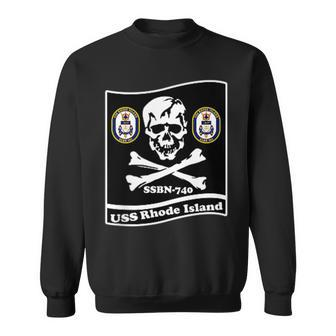 Navy Submarine Uss Rhode Island Ssbn740 Skull Flag Sweatshirt | Mazezy