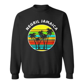 Negril Jamaica Palm Trees Silhouette Sunset Jamaica Sweatshirt | Mazezy