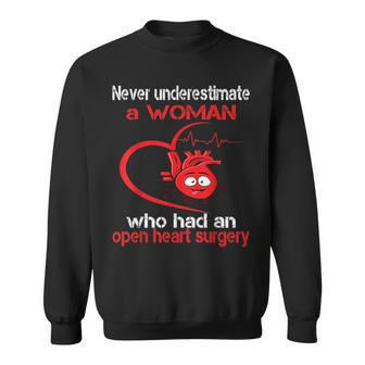 Never Underestimate A Woman Who Had An Open Heart Surgery Sweatshirt - Seseable