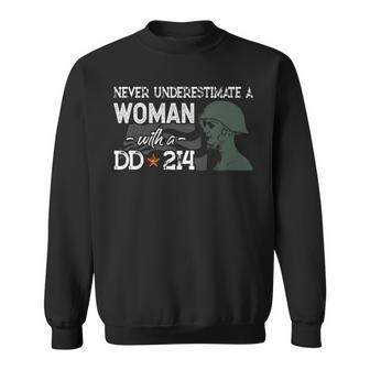Never Underestimate A Woman With A Dd214 Veterans Day Gift Sweatshirt - Seseable
