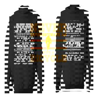 Never Underestimate An Old Man With A Bicycle Gifts Gift For Mens Sweatshirt | Seseable UK