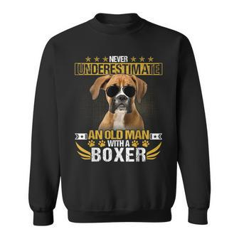 Never Underestimate An Old Man With Picture A Boxer Dog Sweatshirt - Seseable