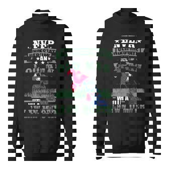 Never Underestimate An Old Men Lawn Mower Funny Garden Gift For Mens Sweatshirt - Seseable