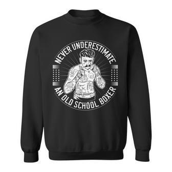 Never Underestimate An Old School Boxer Back Print Boxing Sweatshirt - Seseable