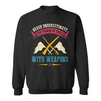 Never Underestimate Power Of Girls With Weapons Color Guard Sweatshirt - Seseable