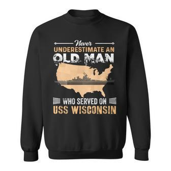 Never Underestimate Uss Wisconsin Bb64 Battleship Sweatshirt - Seseable