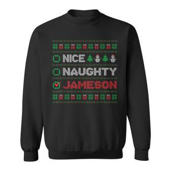 Nice Naughty Jameson Christmas List Ugly Sweater Sweatshirt | Mazezy