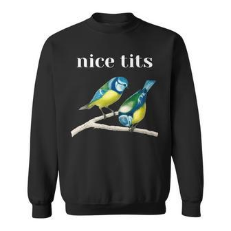 Nice Tits Birds Funny Bird Watcher Ironic Bird Watching Bird Watching Funny Gifts Sweatshirt | Mazezy