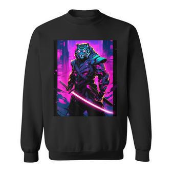 Nights Warrior Featuring A Tiger Samurai In The Darkness Sweatshirt - Seseable