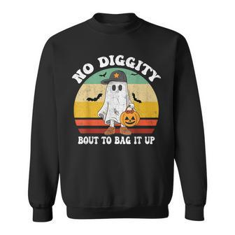 No Diggity Bout To Bag It Up Cute Ghost Halloween Sweatshirt | Mazezy