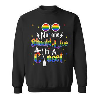 No One Should Live In A Closet Lgbtq Gay Pride Proud Ally Sweatshirt | Mazezy